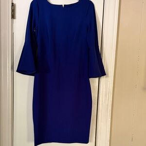 Calvin Klein Royal Blue Bell-Sleeve Sheath Dress